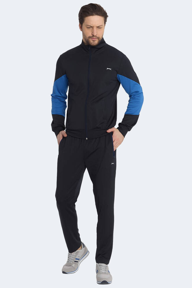 Slazenger RAPID Erkek Fermuarlı Dik Yaka Cepli Lacivert Eşofman Takımı