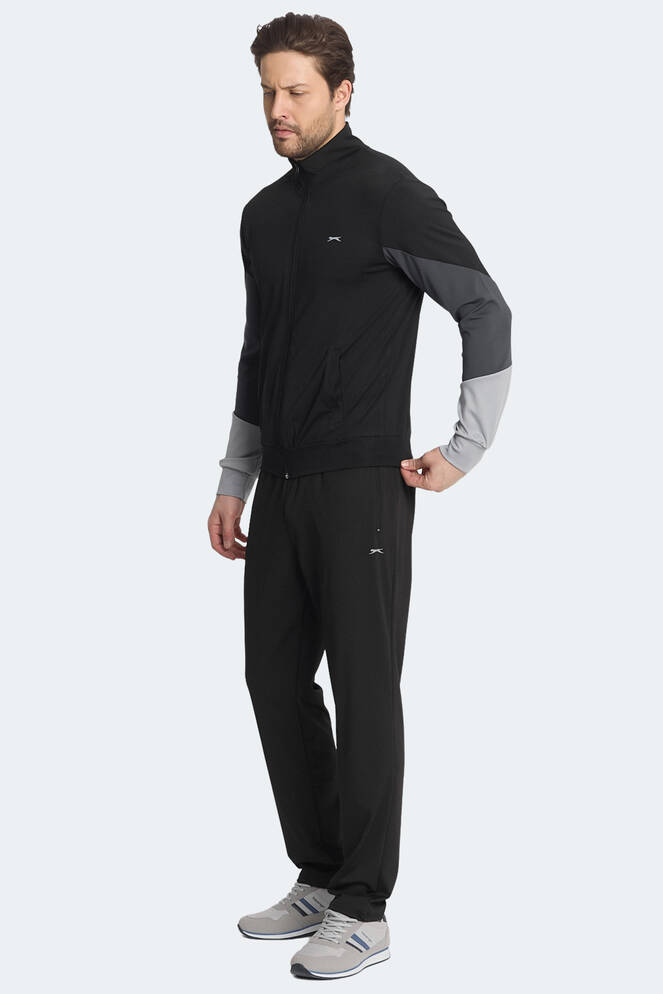 Slazenger RAPID Erkek Fermuarlı Dik Yaka Cepli Siyah Eşofman Takımı