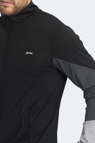 Slazenger RAPID Erkek Fermuarlı Dik Yaka Cepli Siyah Eşofman Takımı - Thumbnail