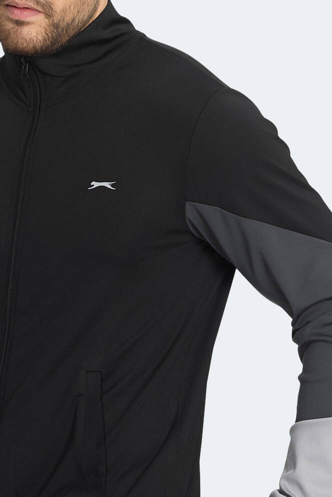 Slazenger RAPID Erkek Fermuarlı Dik Yaka Cepli Siyah Eşofman Takımı