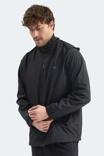 Slazenger RAREN Erkek Yağmurluk Siyah - Thumbnail