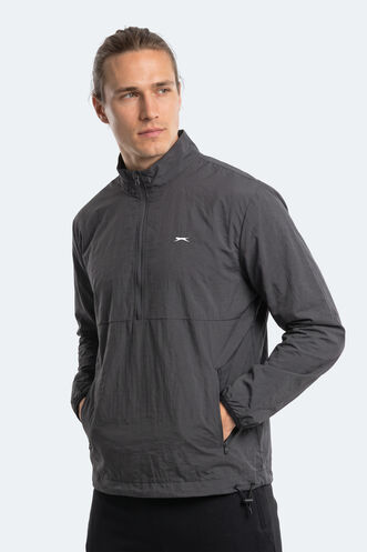 Slazenger - Slazenger RECKON Erkek Dik Yaka Fermuarlı Koyu Gri Yağmurluk