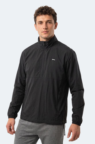 Slazenger - Slazenger RECKON Erkek Dik Yaka Fermuarlı Siyah Yağmurluk