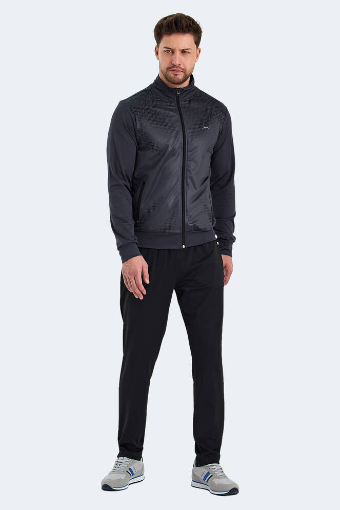 Slazenger RECOGNIZE Erkek Fermuarlı Dik Yaka Cepli Koyu Gri Eşofman Takımı