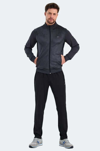 Slazenger RECOGNIZE Erkek Fermuarlı Dik Yaka Cepli Koyu Gri Eşofman Takımı - Thumbnail