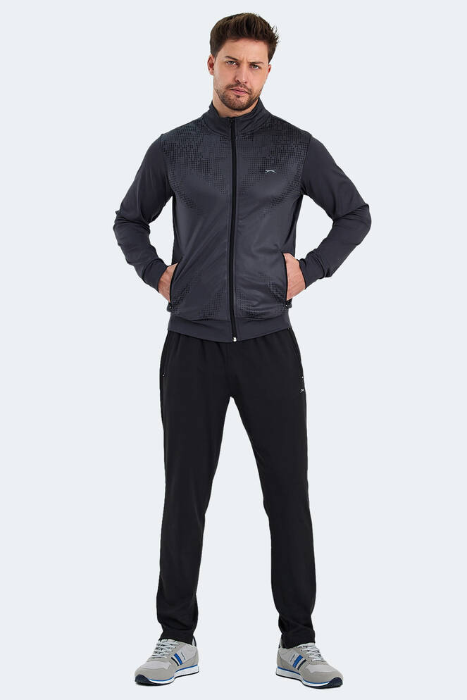 Slazenger RECOGNIZE Erkek Fermuarlı Dik Yaka Cepli Koyu Gri Eşofman Takımı