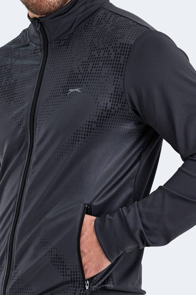Slazenger RECOGNIZE Erkek Fermuarlı Dik Yaka Cepli Koyu Gri Eşofman Takımı