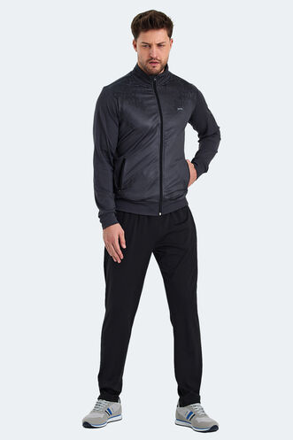 Slazenger RECOGNIZE Erkek Fermuarlı Dik Yaka Cepli Koyu Gri Eşofman Takımı - Thumbnail