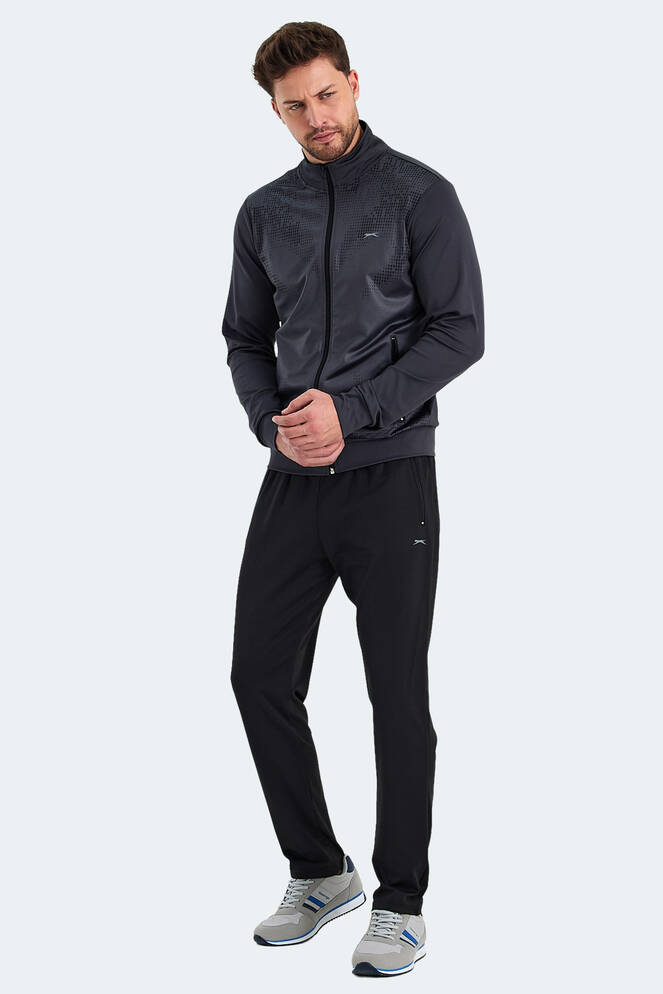 Slazenger RECOGNIZE Erkek Fermuarlı Dik Yaka Cepli Koyu Gri Eşofman Takımı