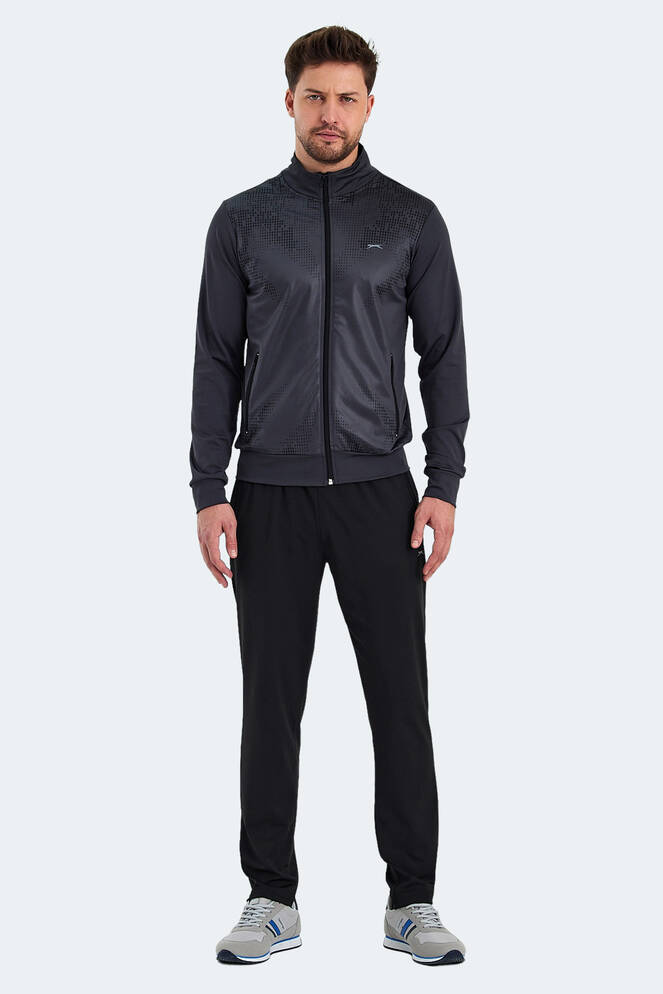 Slazenger RECOGNIZE Erkek Fermuarlı Dik Yaka Cepli Koyu Gri Eşofman Takımı