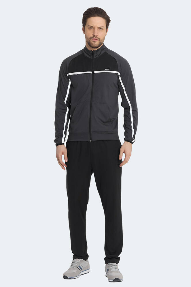 Slazenger REFORM Erkek Fermuarlı Dik Yaka Cepli Koyu Gri Eşofman Takımı