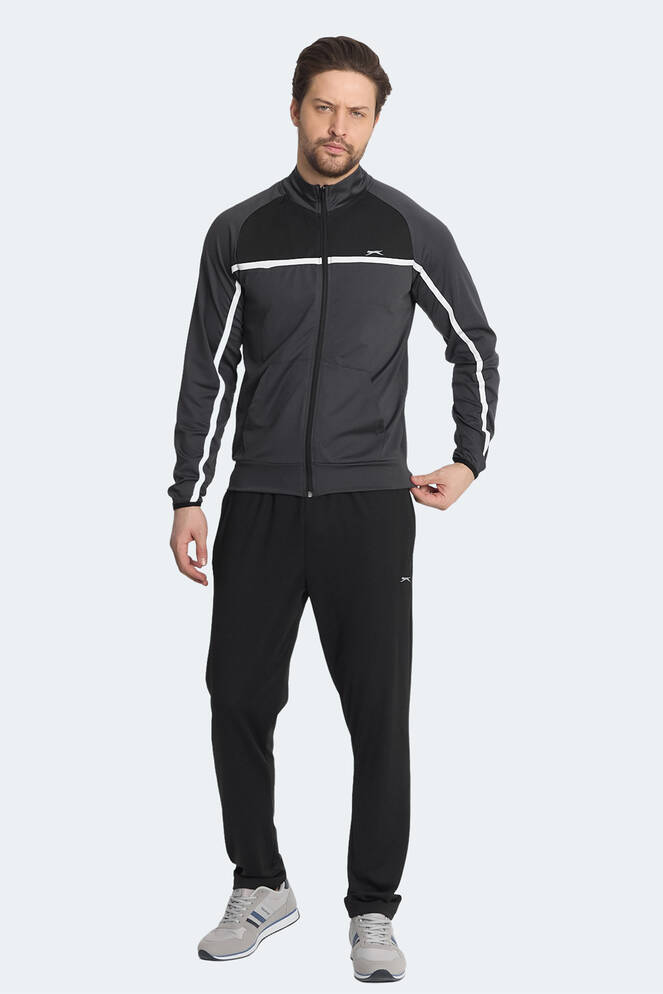 Slazenger REFORM Erkek Fermuarlı Dik Yaka Cepli Koyu Gri Eşofman Takımı