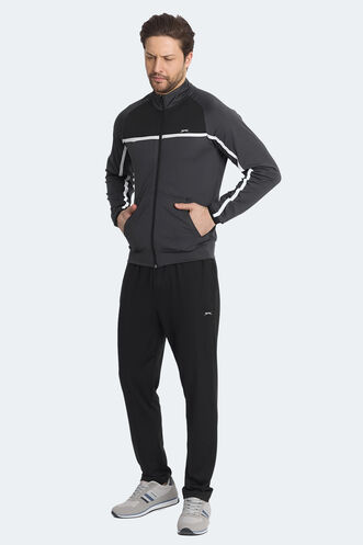Slazenger REFORM Erkek Fermuarlı Dik Yaka Cepli Koyu Gri Eşofman Takımı - Thumbnail
