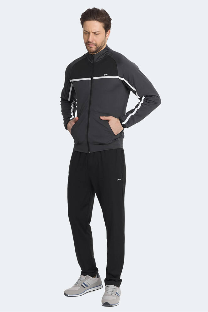Slazenger REFORM Erkek Fermuarlı Dik Yaka Cepli Koyu Gri Eşofman Takımı