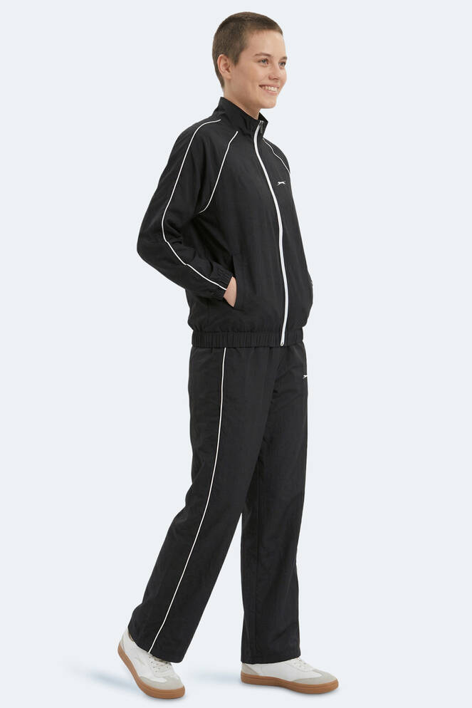 Slazenger REVEL Kadın Dik Yaka Fermuarlı Siyah Eşofman Takımı