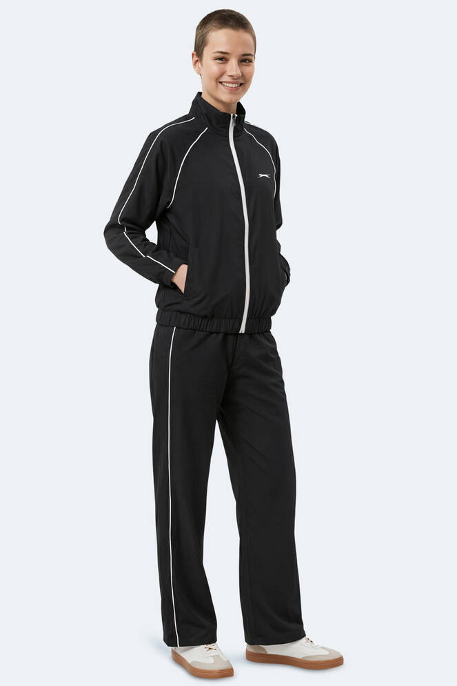 Slazenger REVEL Kadın Dik Yaka Fermuarlı Siyah Eşofman Takımı