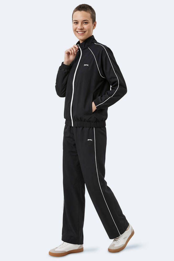 Slazenger REVEL Kadın Dik Yaka Fermuarlı Siyah Eşofman Takımı