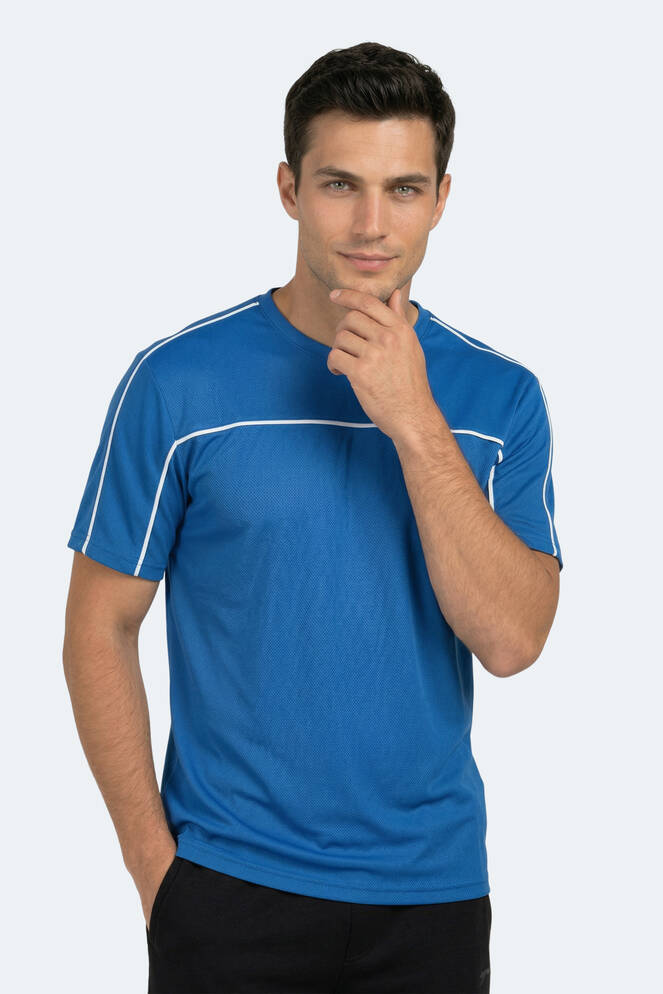 Slazenger REVIVE Erkek Saks Mavi Tişört