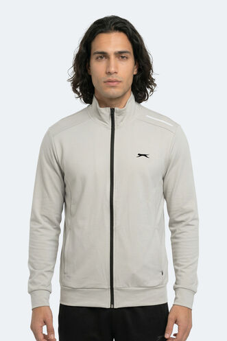 Slazenger - Slazenger REVOLVER Erkek Fermuarlı Dik Yaka Cepli Gri Sweatshırt