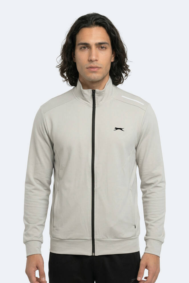 Slazenger REVOLVER Erkek Fermuarlı Dik Yaka Cepli Gri Sweatshırt
