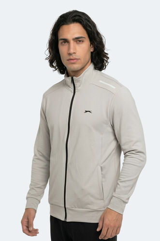 Slazenger REVOLVER Erkek Fermuarlı Dik Yaka Cepli Gri Sweatshırt - Thumbnail