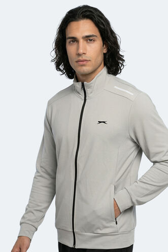 Slazenger REVOLVER Erkek Fermuarlı Dik Yaka Cepli Gri Sweatshırt - Thumbnail