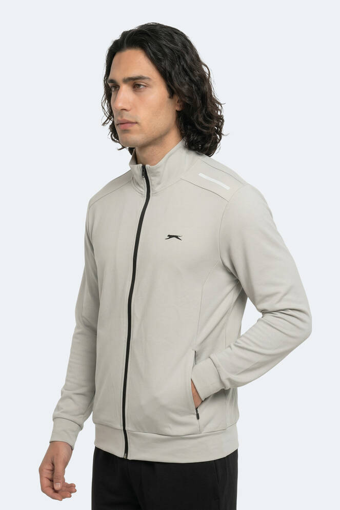 Slazenger REVOLVER Erkek Fermuarlı Dik Yaka Cepli Gri Sweatshırt