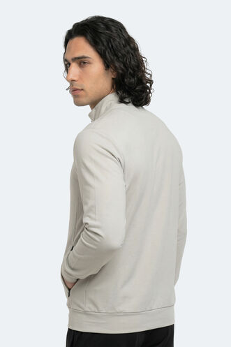 Slazenger REVOLVER Erkek Fermuarlı Dik Yaka Cepli Gri Sweatshırt - Thumbnail