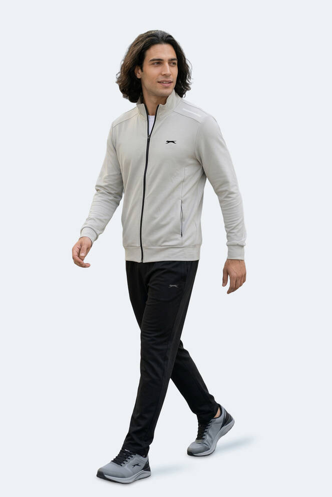 Slazenger REVOLVER Erkek Fermuarlı Dik Yaka Cepli Gri Sweatshırt