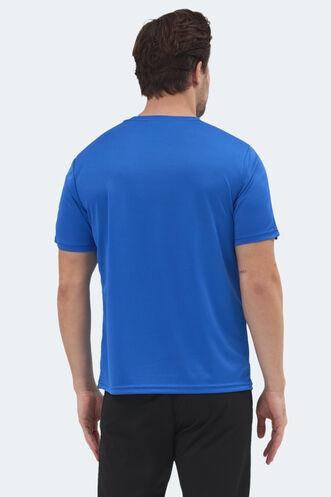 Slazenger REWIND Erkek Saks Mavi Tişört - Thumbnail