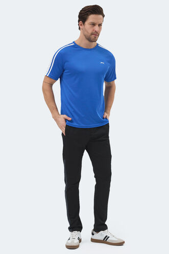 Slazenger REWIND Erkek Saks Mavi Tişört - Thumbnail