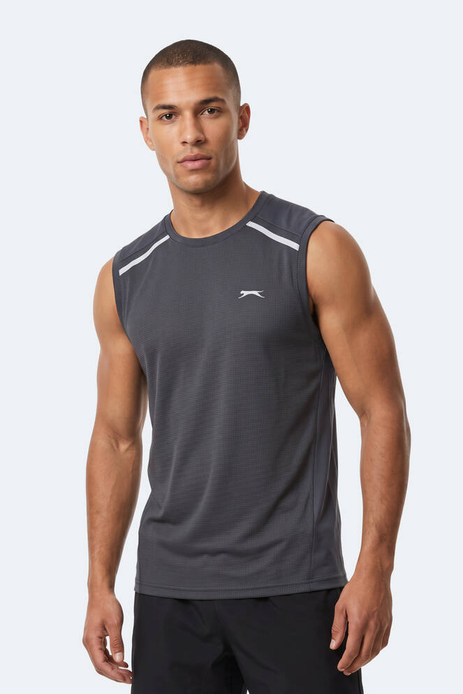 Slazenger REXIS Erkek Kolsuz Koyu Gri Tişört
