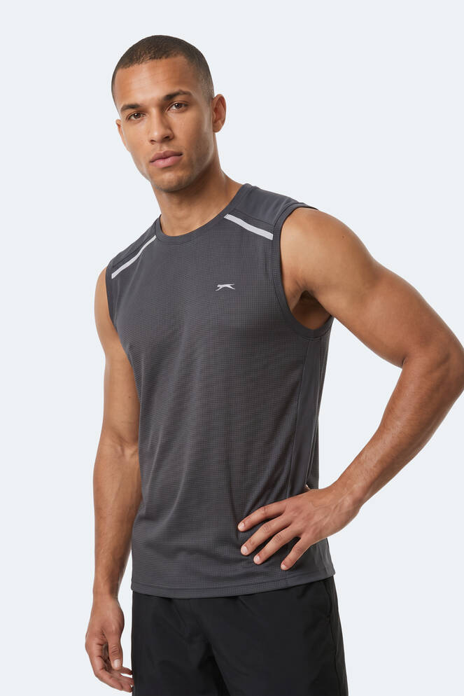 Slazenger REXIS Erkek Kolsuz Koyu Gri Tişört