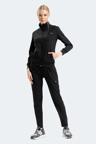 Slazenger - Slazenger RICHMAL Kadın Fermuarlı Dik Yaka Cepli Siyah Eşofman Takımı