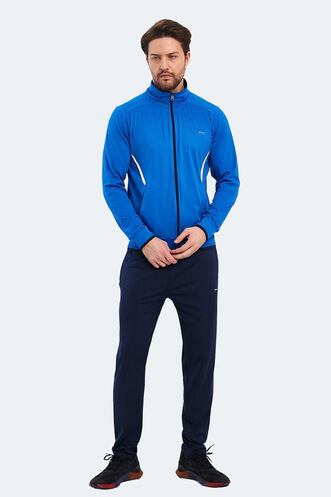 Slazenger RIKKO Erkek Fermuarlı Dik Yaka Cepli Saks Mavi Eşofman Takımı - Thumbnail