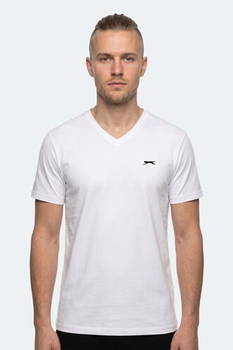 Slazenger - Slazenger RIVALDO IN Erkek V Yaka Beyaz Tişört