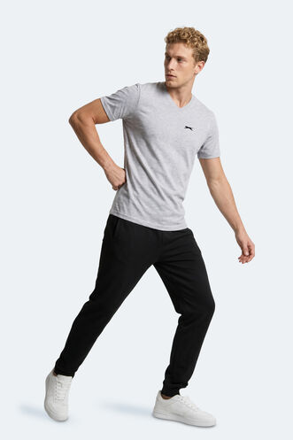 Slazenger RIVALDO IN Erkek V Yaka Gri Tişört - Thumbnail