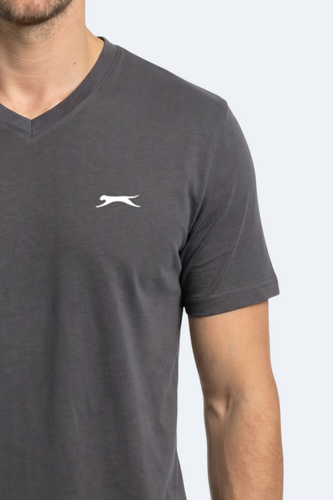 Slazenger RIVALDO IN Erkek V Yaka Koyu Gri Tişört
