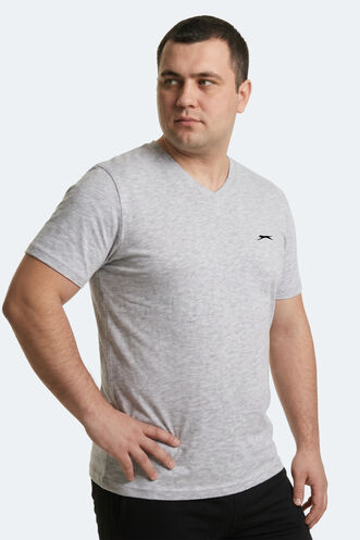 Slazenger RIVALDO JMB Erkek Büyük Beden Gri Tişört - Thumbnail