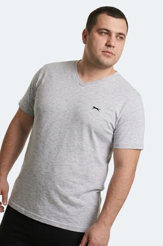 Slazenger RIVALDO JMB Erkek Büyük Beden Gri Tişört - Thumbnail