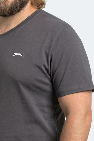 Slazenger RIVALDO JMB Erkek Büyük Beden Koyu Gri Tişört - Thumbnail