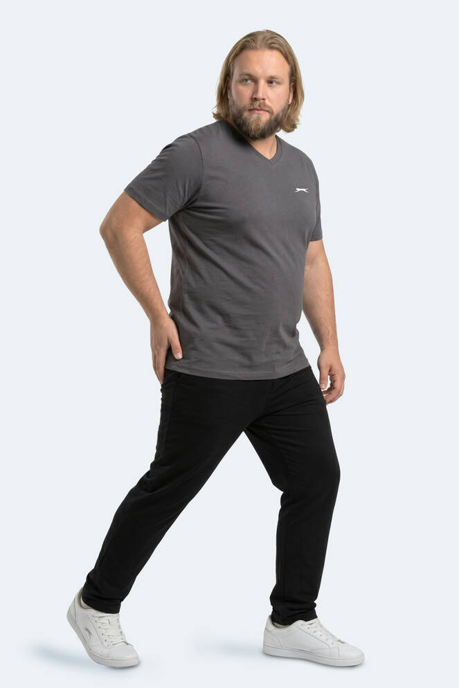 Slazenger RIVALDO JMB Erkek Büyük Beden Koyu Gri Tişört