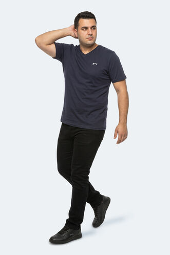 Slazenger RIVALDO JMB Erkek Büyük Beden Lacivert Tişört - Thumbnail