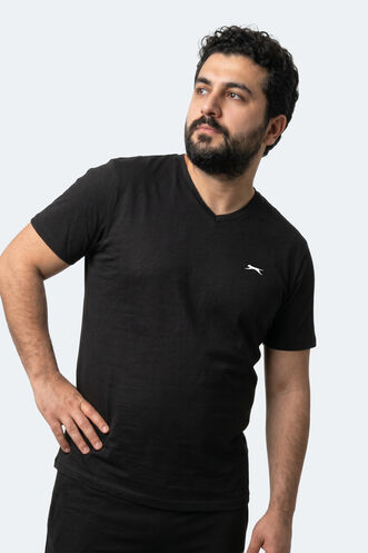 Slazenger RIVALDO JMB Erkek Büyük Beden Siyah Tişört - Thumbnail