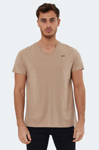 Slazenger RIVALDO Men's Short Sleeve T-Shirt Beige - Thumbnail