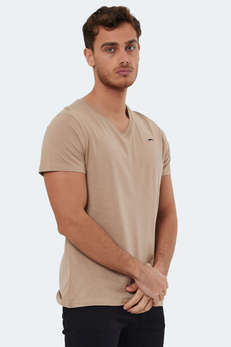 Slazenger RIVALDO Men's Short Sleeve T-Shirt Beige - Thumbnail