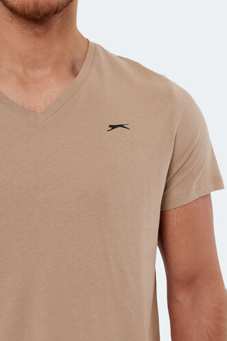 Slazenger RIVALDO Men's Short Sleeve T-Shirt Beige - Thumbnail