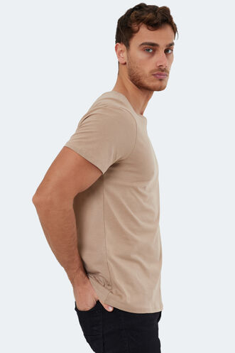 Slazenger RIVALDO Men's Short Sleeve T-Shirt Beige - Thumbnail
