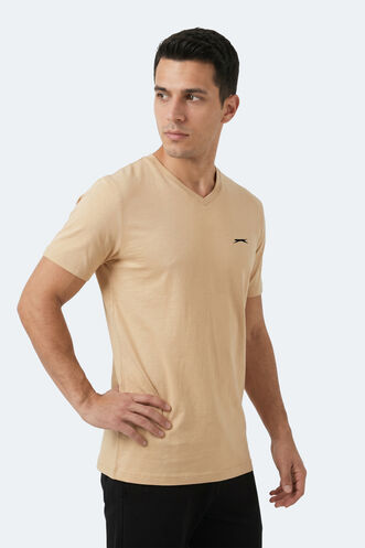 Slazenger RIVALDO Men's Short Sleeve T-Shirt Beige - Thumbnail