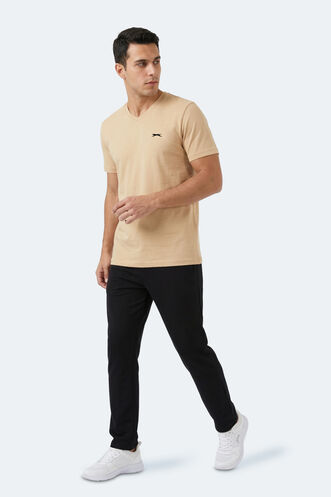 Slazenger RIVALDO Men's Short Sleeve T-Shirt Beige - Thumbnail